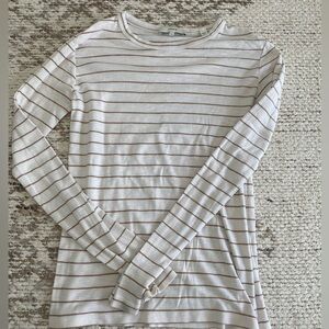 Vince Cream and Brown Striped Sweatshirt